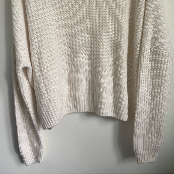 EN Thread Oversized Wool Alpaca Blend Mockneck Chunky Knit Sweater • Cream • XL - Picture 5 of 11